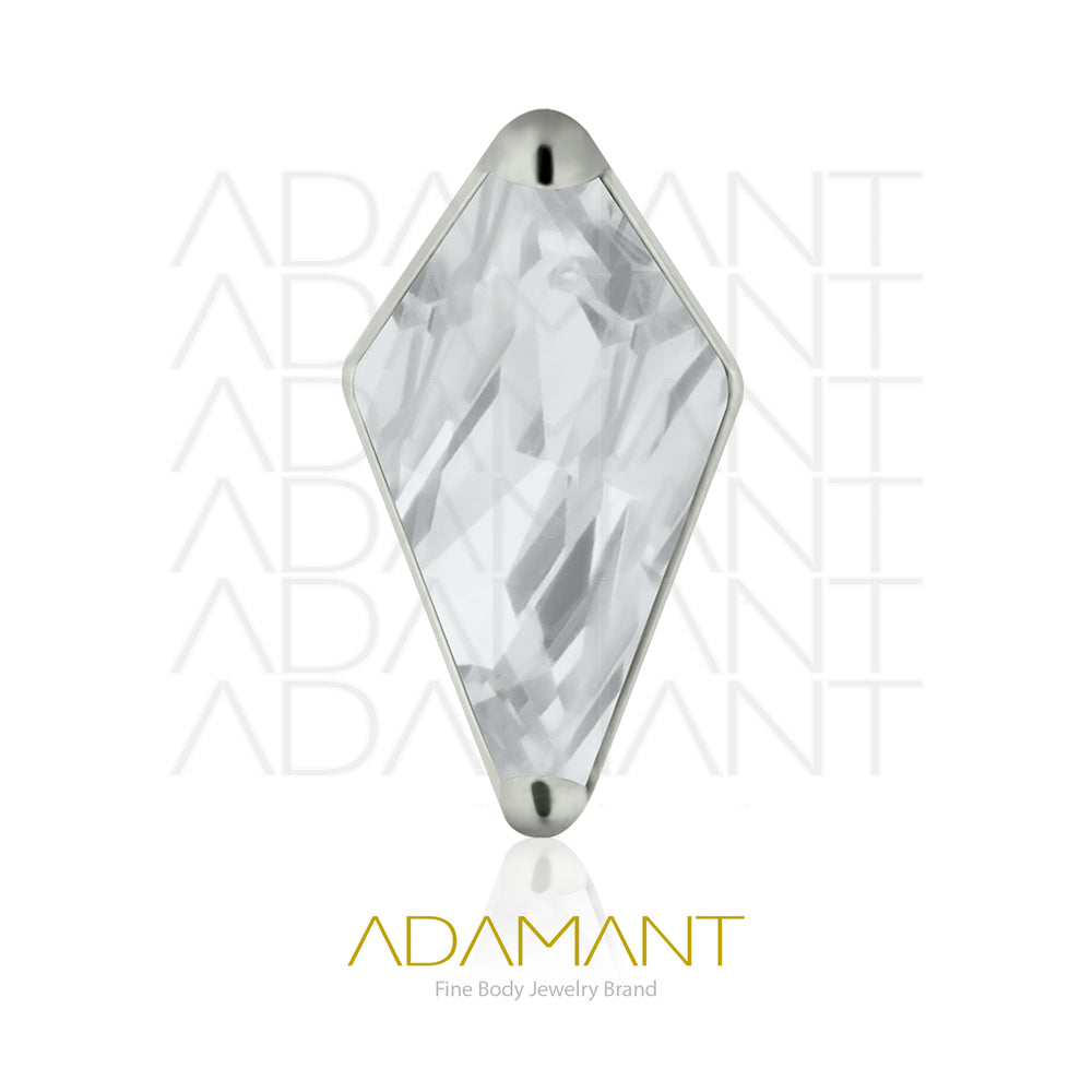 18g-16g, Internally Threaded, Accessory, Titanium, 0.9mm threading, Rhombus, Prong Set, Cubic Zirconia.