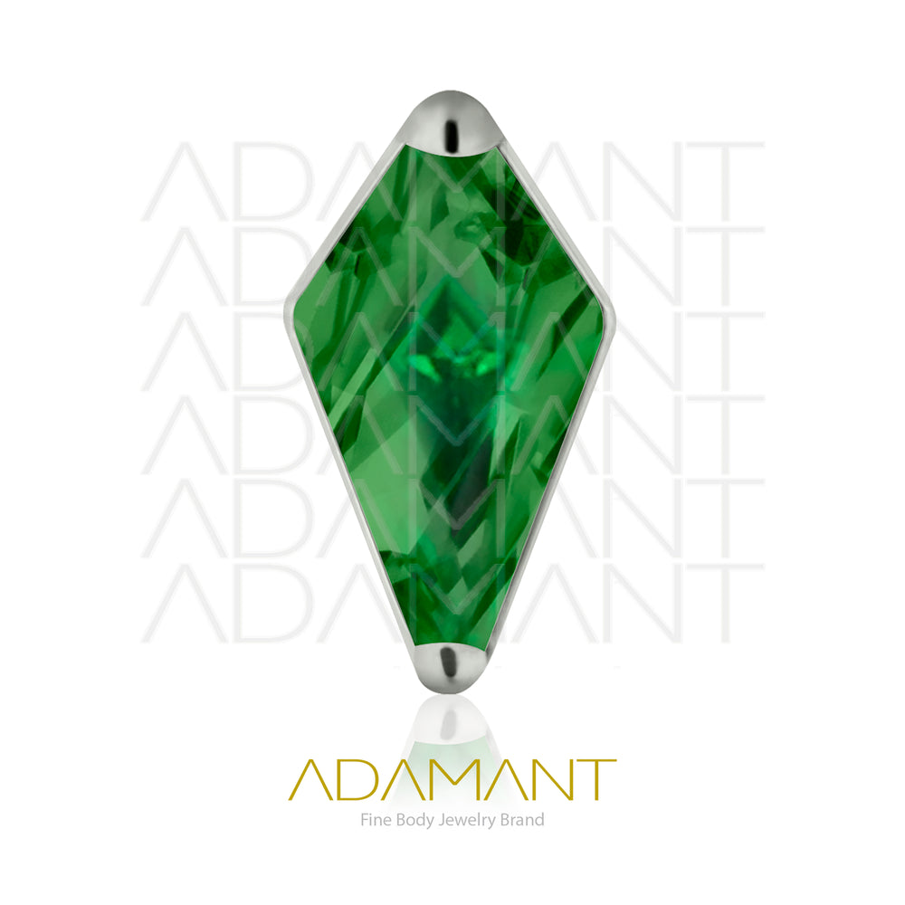 18g-16g, Internally Threaded, Accessory, Titanium, 0.9mm threading, Rhombus, Prong Set, Cubic Zirconia.