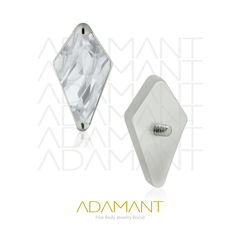 18g-16g, Internally Threaded, Accessory, Titanium, 0.9mm threading, Rhombus, Prong Set, Cubic Zirconia.