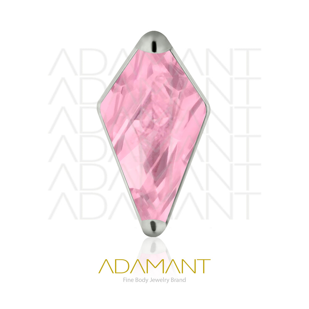 18g-16g, Internally Threaded, Accessory, Titanium, 0.9mm threading, Rhombus, Prong Set, Cubic Zirconia.