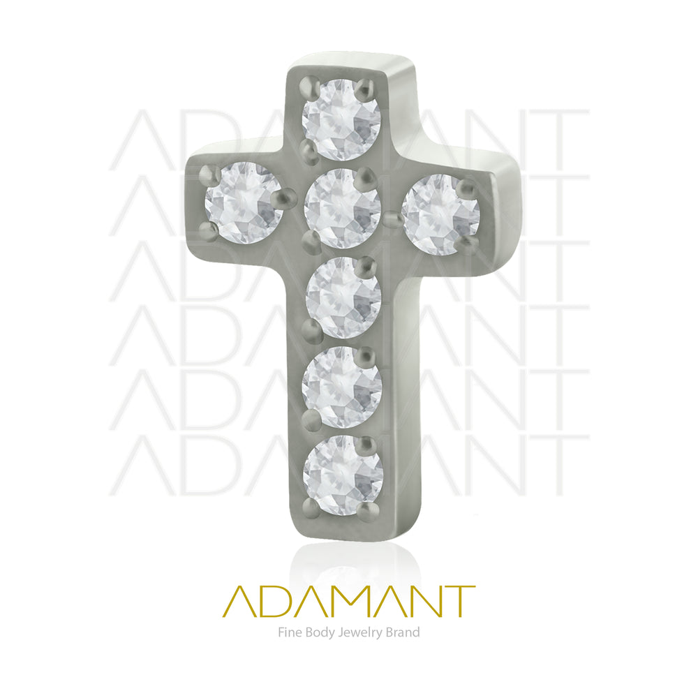 18g-16g, Internally Threaded, Accessory, Titanium, Mini Cross, Prong set, Cubic Zirconia