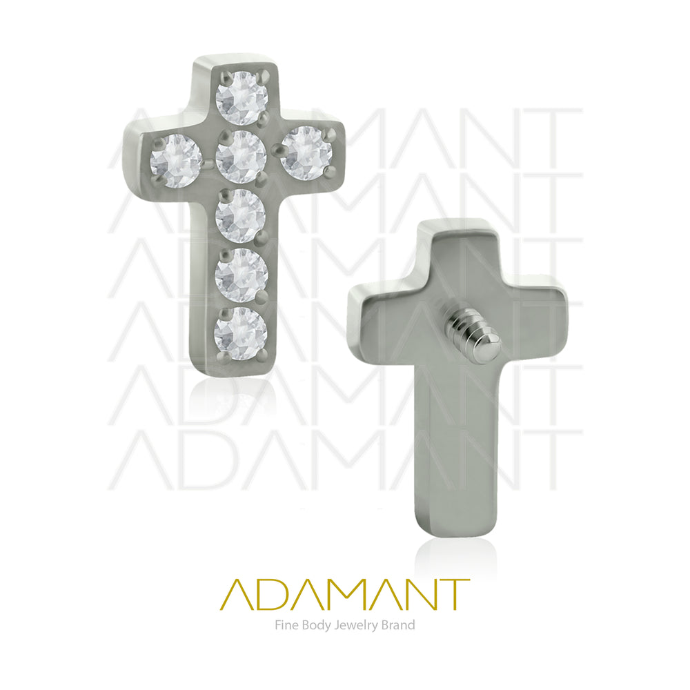 18g-16g, Internally Threaded, Accessory, Titanium, Mini Cross, Prong set, Cubic Zirconia