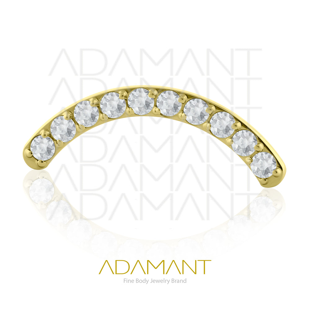 18g-16g, Internally Threaded, Accessory, Plated Gold Titanium, 0.9mm threading, Arc Spark, Prong set, Cubic Zirconia.