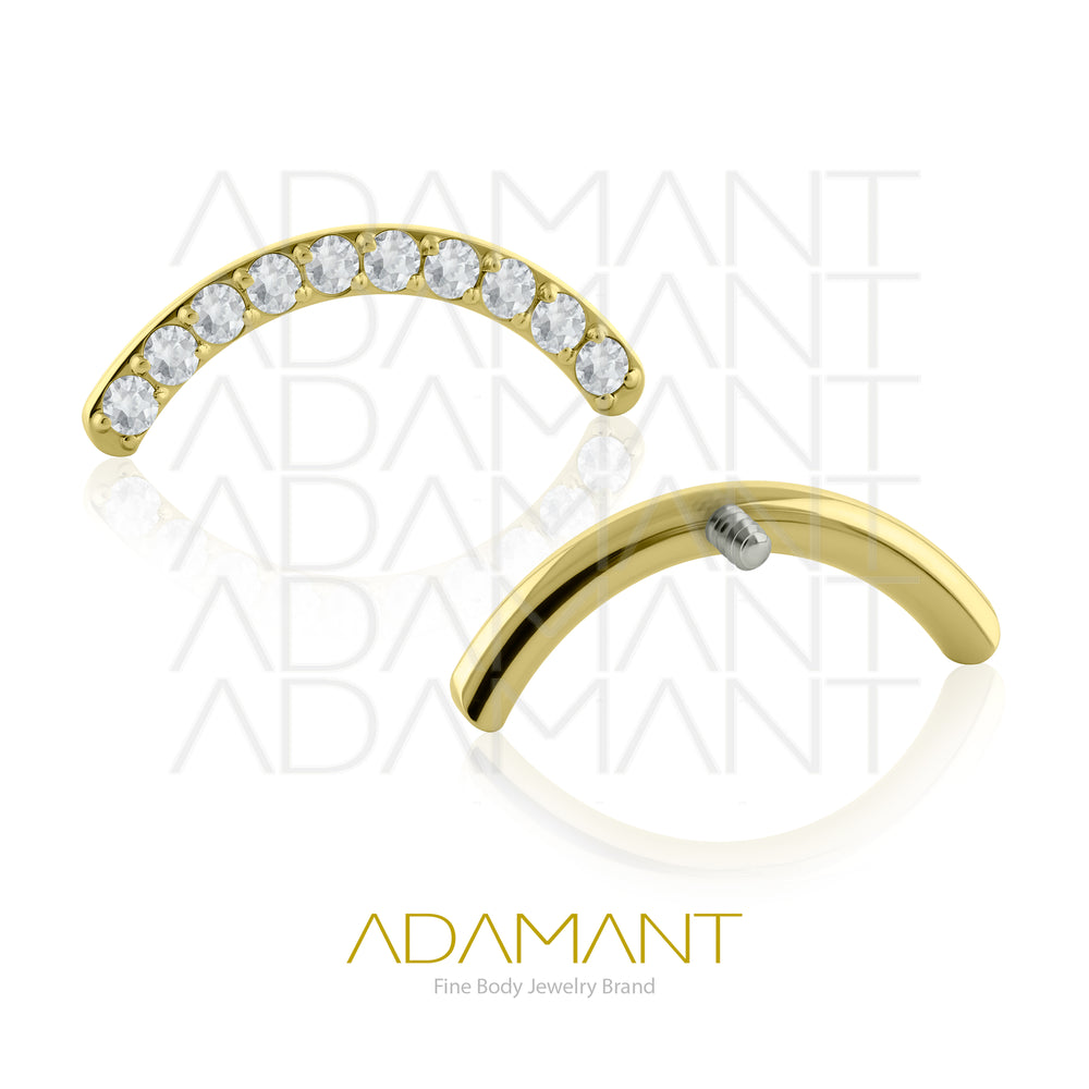 18g-16g, Internally Threaded, Accessory, Plated Gold Titanium, 0.9mm threading, Arc Spark, Prong set, Cubic Zirconia.