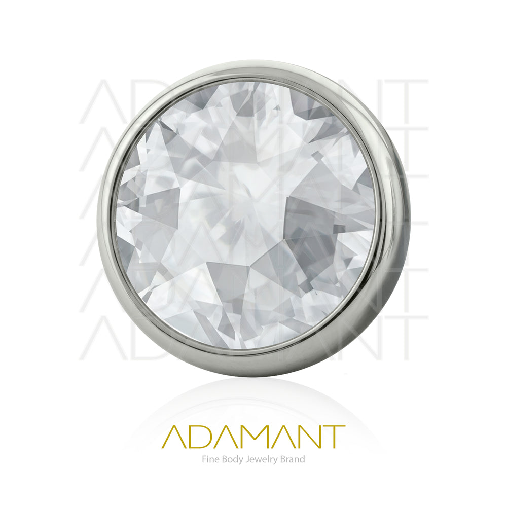 18g-16g, Internally Threaded, Accessory, Titanium, 0.9mm threading, Bezel set concave, Cubic Zirconia