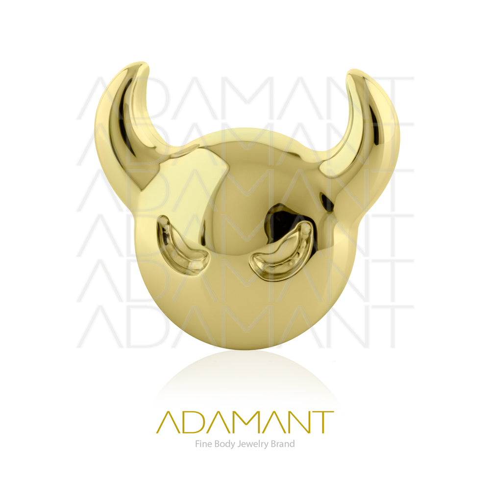 18g-16g, Internally Threaded, Accessory, Plated Gold Titanium, 0.9mm threading, Demon Head.