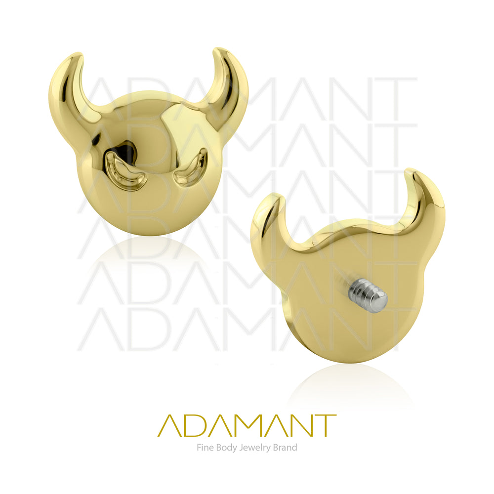 18g-16g, Internally Threaded, Accessory, Plated Gold Titanium, 0.9mm threading, Demon Head.