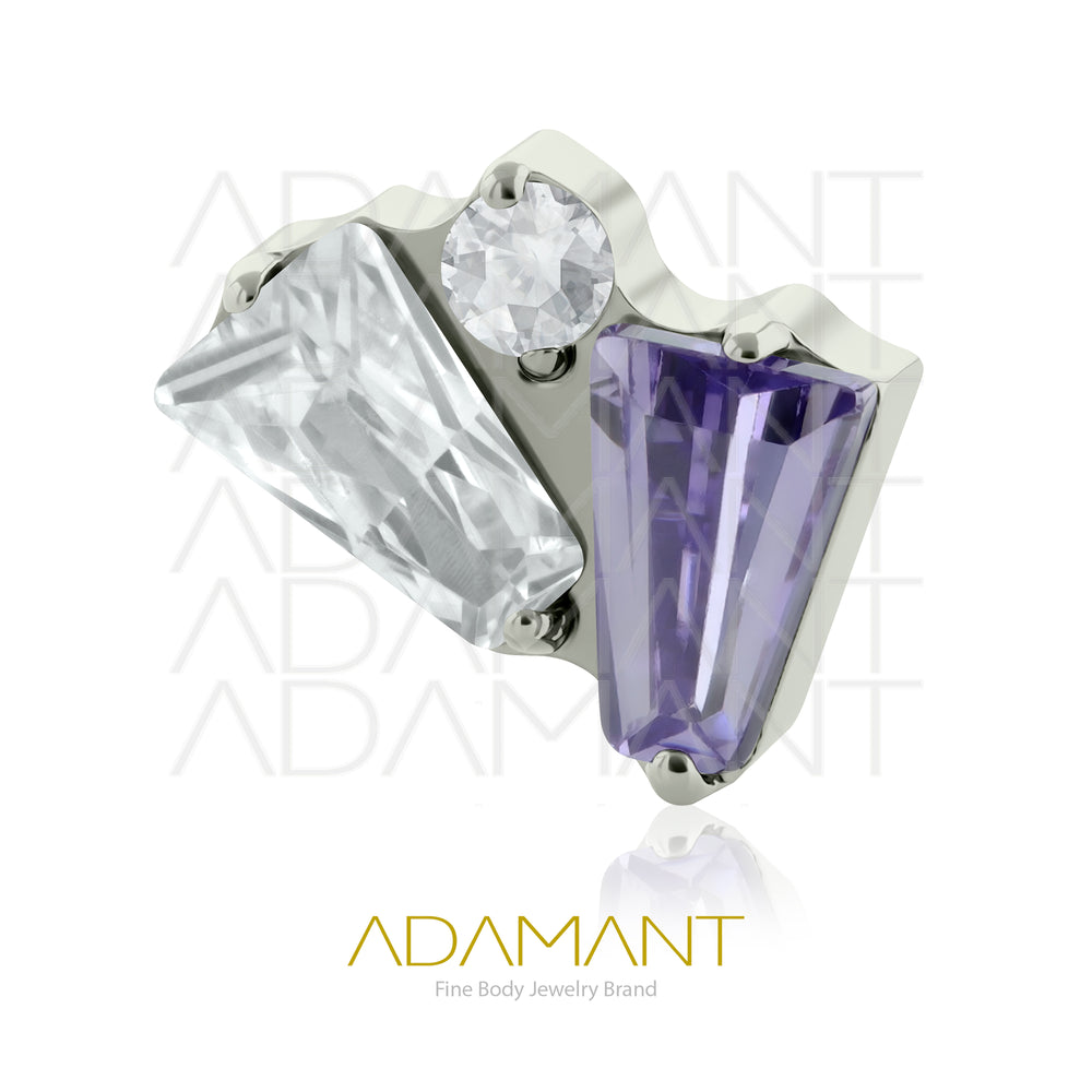 18g-16g, Internally Threaded, Accessory, Titanium, 0.9mm threading, Fan Gem, Prong set, Cubic Zirconia.