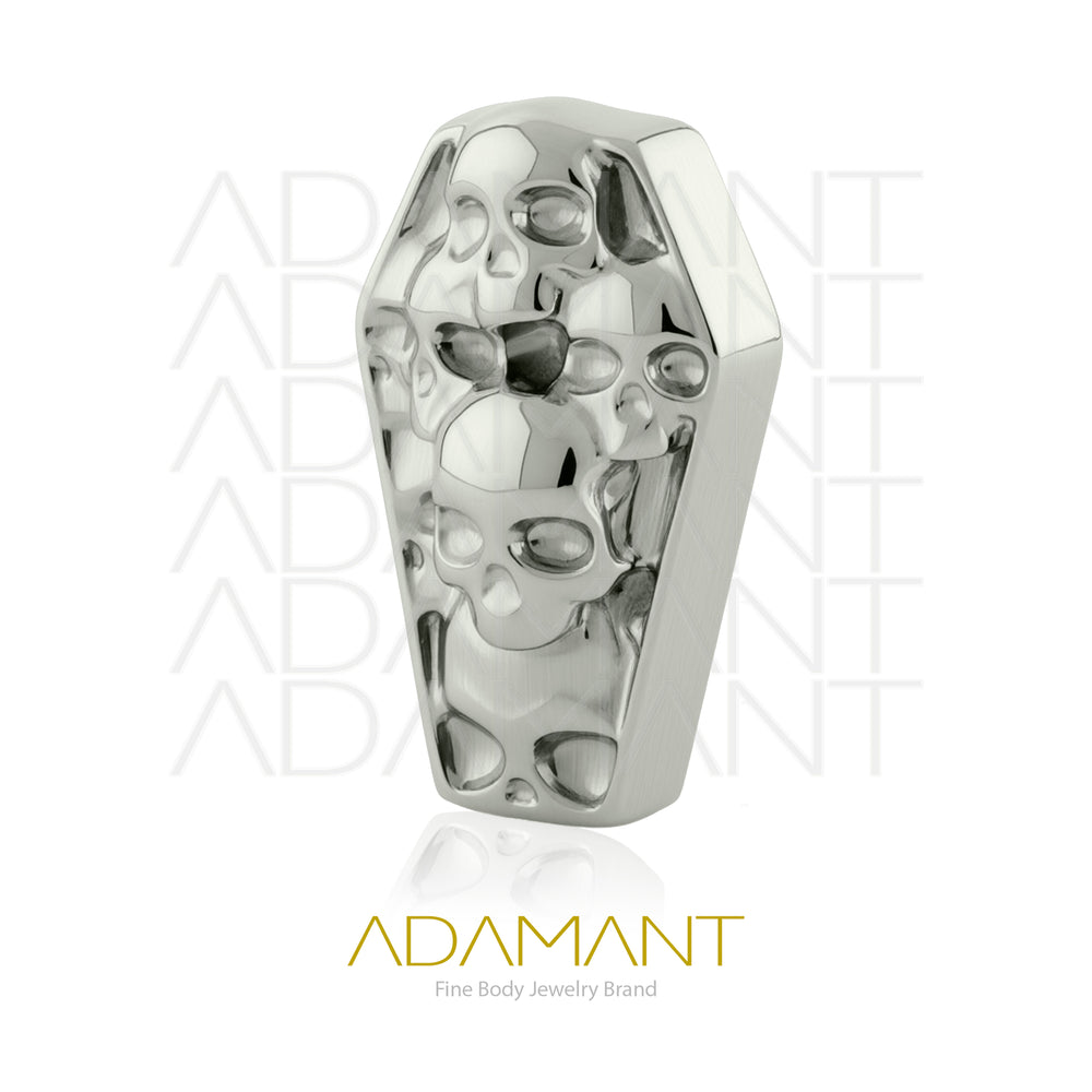 18g-16g, Internally Threaded, Accessory, Titanium, 0.9mm threading, Skull Coffin.