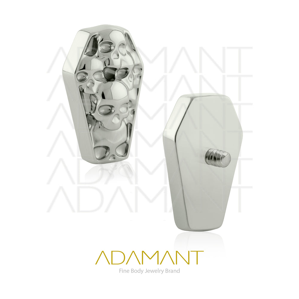 18g-16g, Internally Threaded, Accessory, Titanium, 0.9mm threading, Skull Coffin.