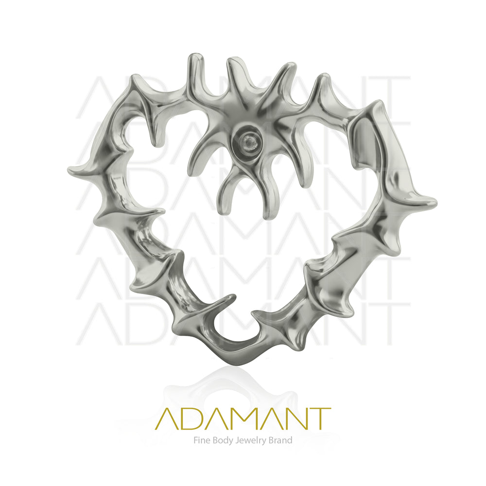 18g-16g, Internally Threaded, Accessory, Titanium, 0.9mm threading, Heart of Thorns.