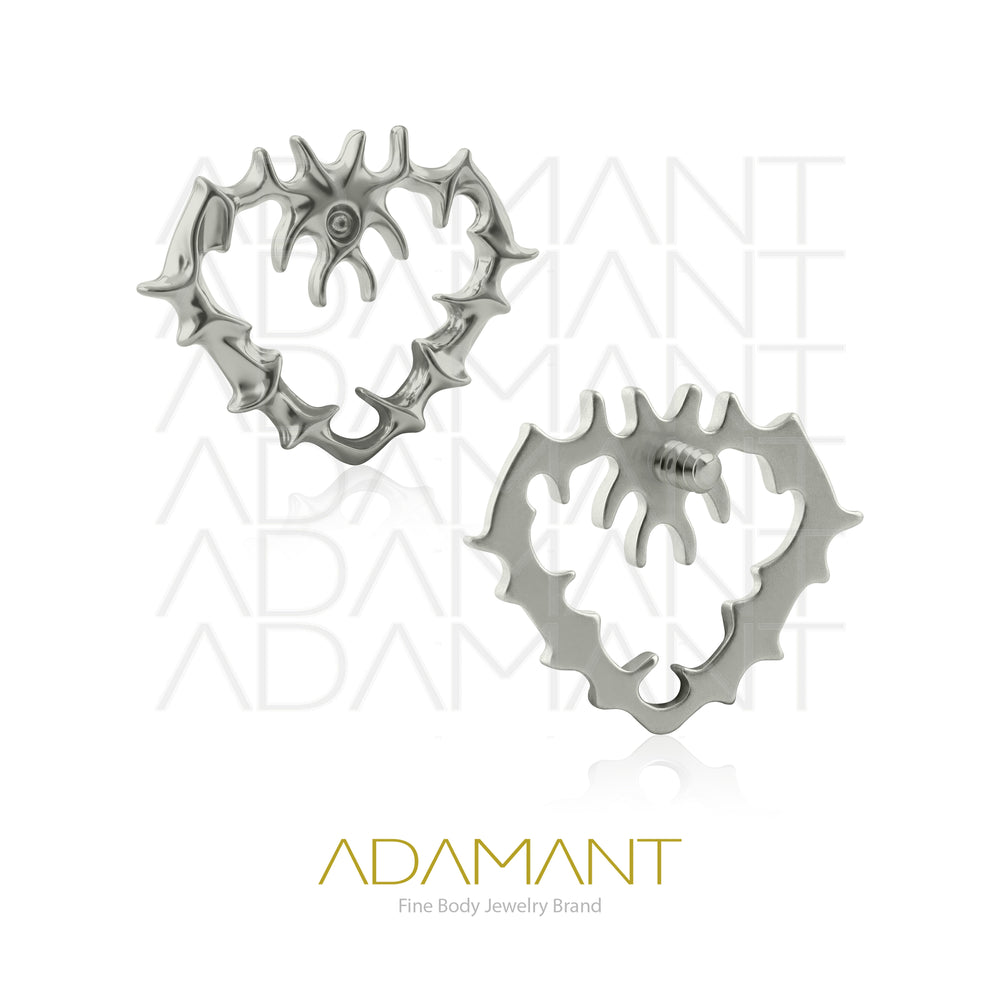 18g-16g, Internally Threaded, Accessory, Titanium, 0.9mm threading, Heart of Thorns.