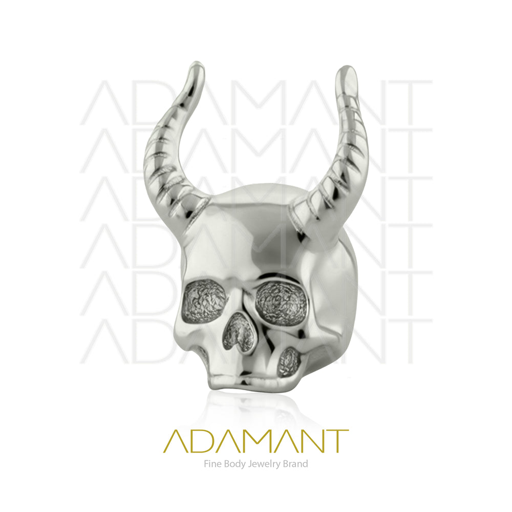 18g-16g, Internally Threaded, Accessory, Titanium, 0.9mm threading, Horned Skull.