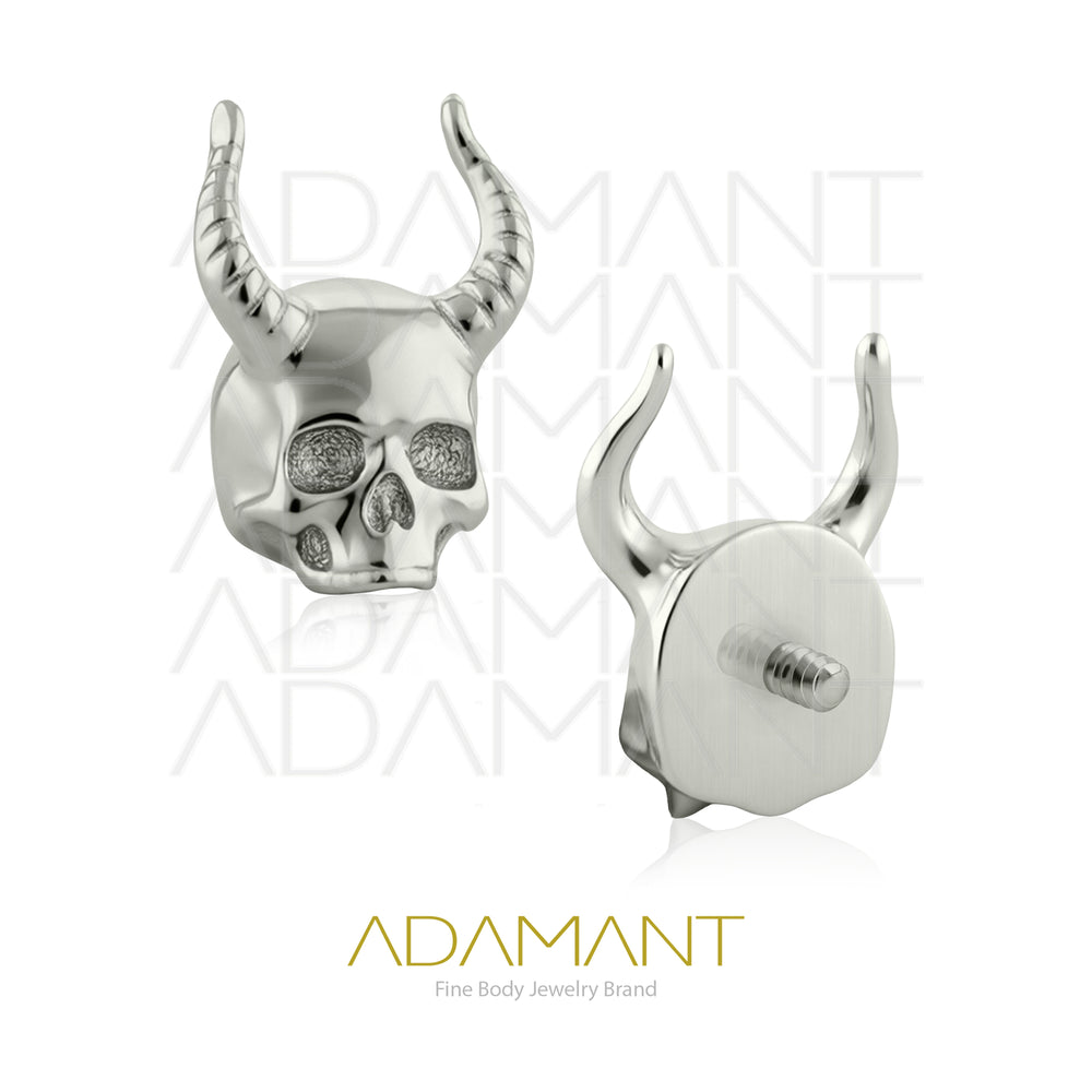 18g-16g, Internally Threaded, Accessory, Titanium, 0.9mm threading, Horned Skull.