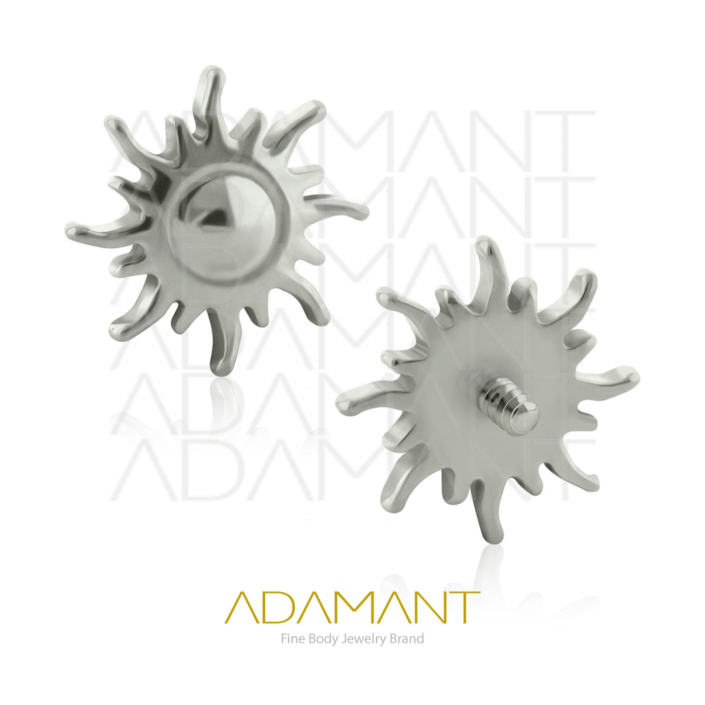 18g-16g, Internally Threaded, Accessory, Titanium, 0.9mm threading, Radiant Sun.