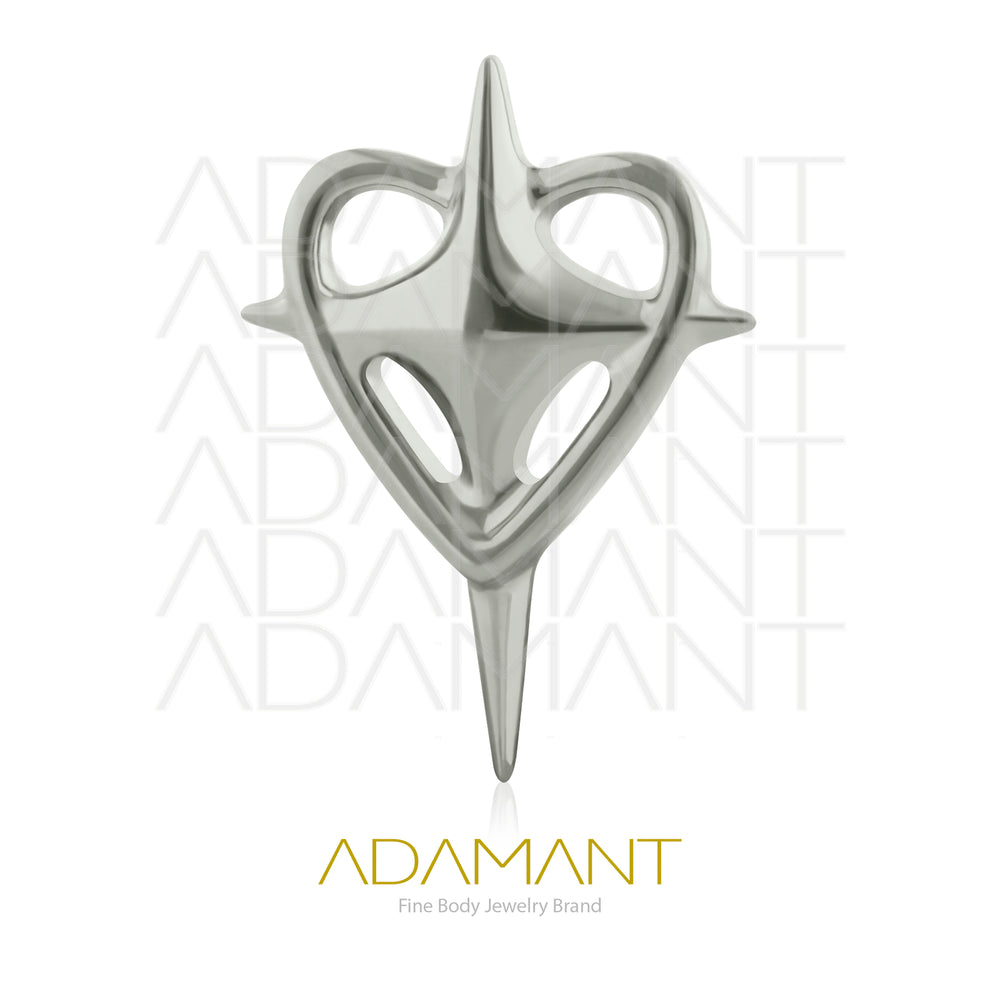 18g-16g, Internally Threaded, Accessory, Titanium, 0.9mm threading, Shining Heart.
