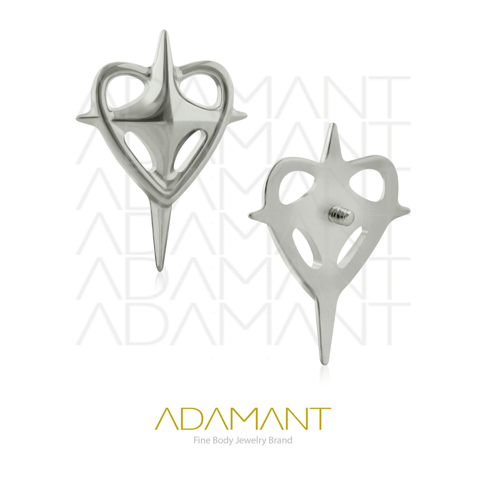 18g-16g, Internally Threaded, Accessory, Titanium, 0.9mm threading, Shining Heart.