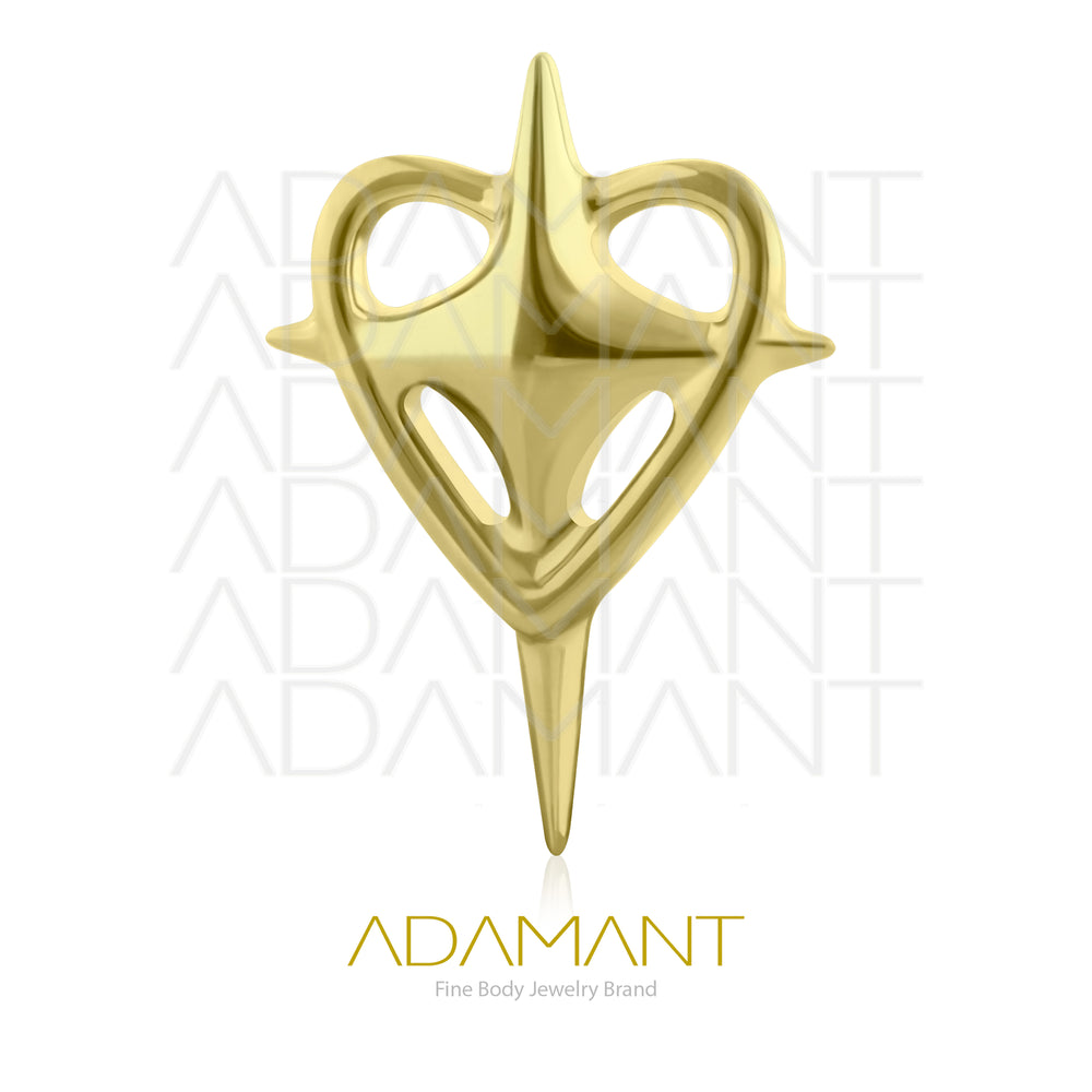 18g-16g, Internally Threaded, Accessory, Plated Gold Titanium, 0.9mm threading, Shining Heart.