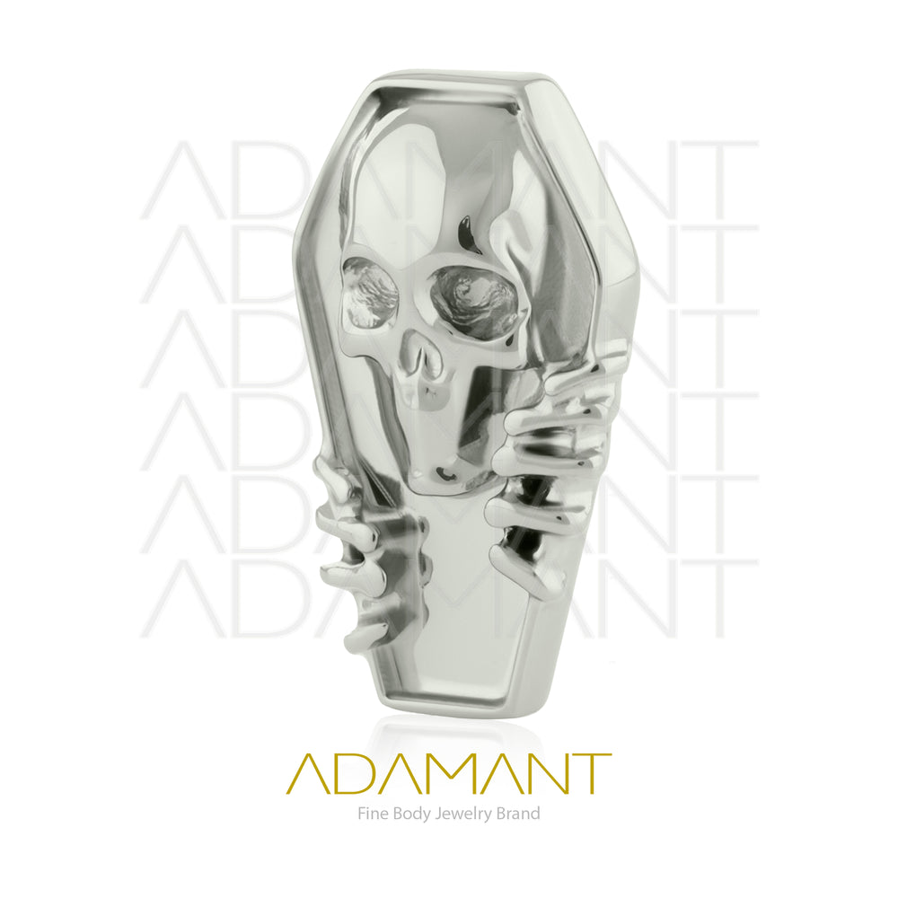 18g-16g, Internally Threaded, Accessory, Titanium, 0.9mm threading, Grim Coffin.