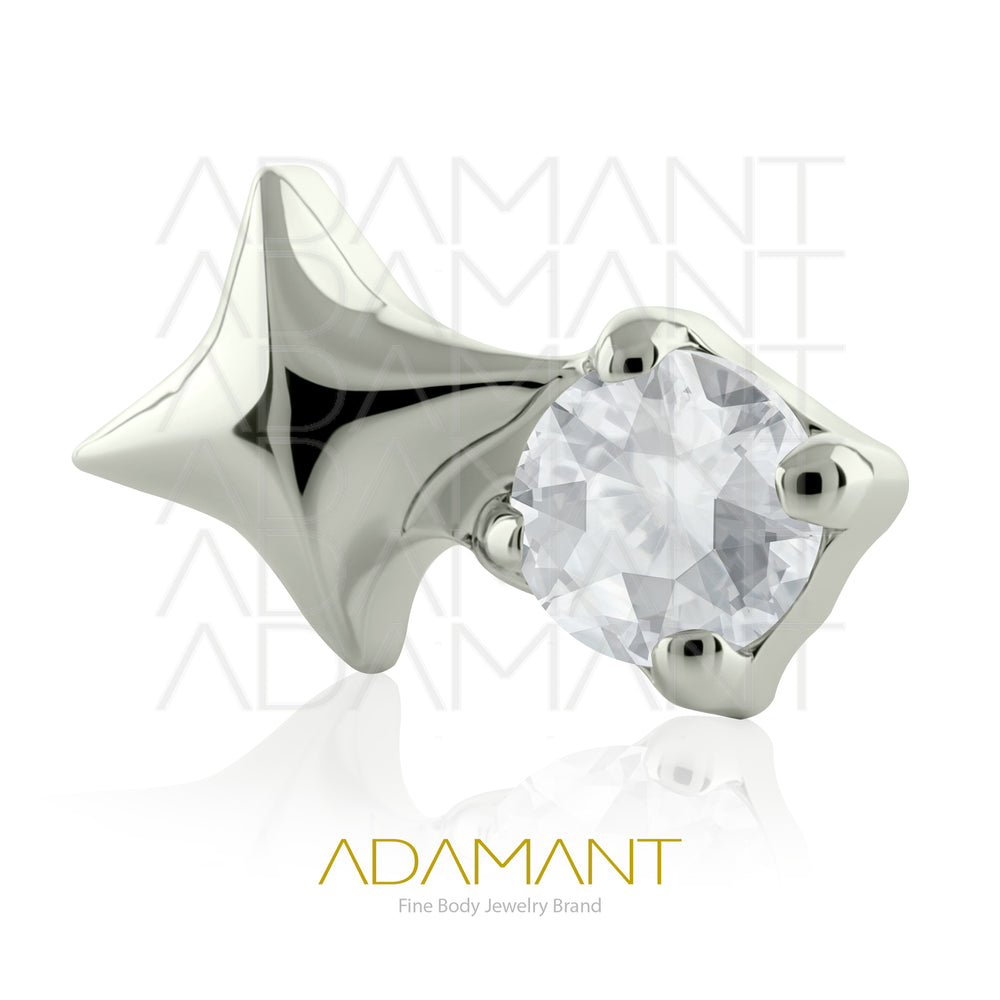 18g-16g, Internally Threaded, Accessory, Titanium, 0.9mm threading, Star Gem, Prong set, Cubic zirconia.