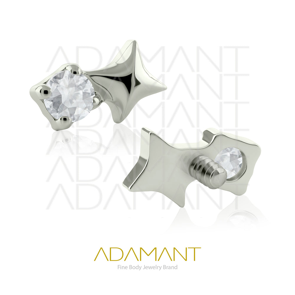 18g-16g, Internally Threaded, Accessory, Titanium, 0.9mm threading, Star Gem, Prong set, Cubic zirconia.