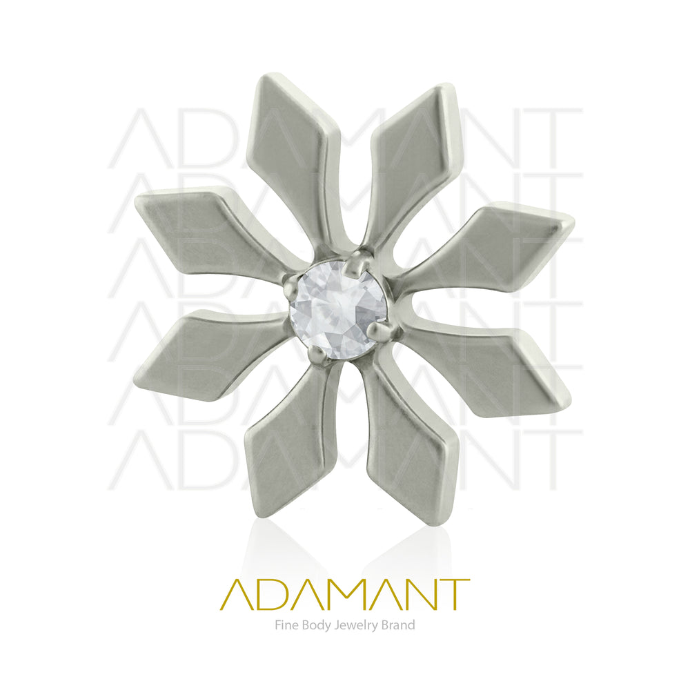 18g-16g, Internally Threaded, Accessory, Titanium, 0.9mm threading, Star Petal, Prong set, Cubic zirconia