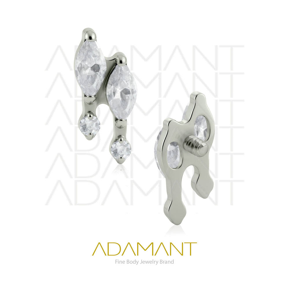18g-16g, Internally Threaded, Accessory, Titanium, 0.9mm threading, Gem Duo, Prong set, Cubic zirconia.