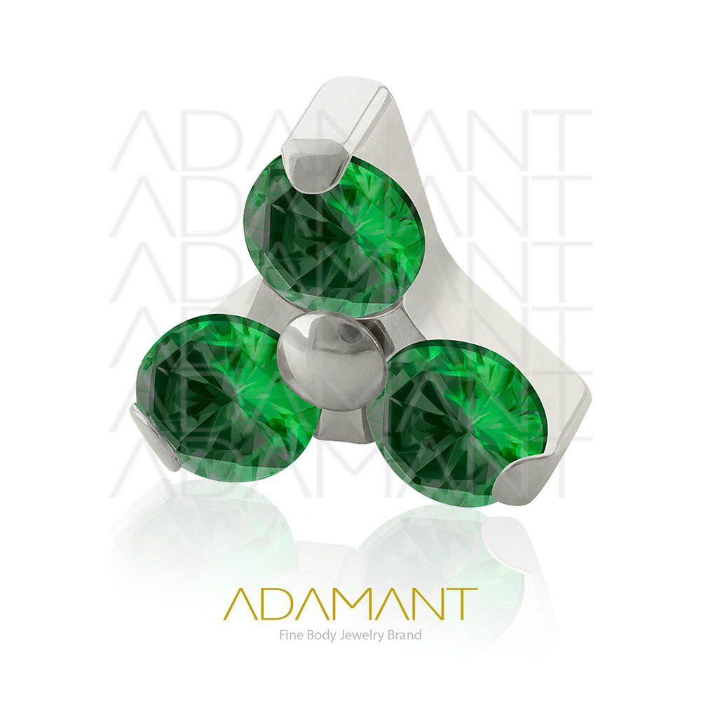 18g-16g, Internally Threaded, Accessory, Titanium, 0.9mm threading, Trinity, Prong set, Cubic Zirconia.