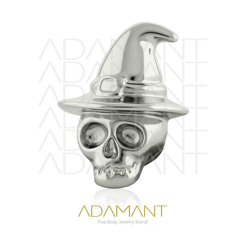 18g-16g, Internally Threaded, Accessory, Titanium, 0.9mm threading, Witch Skull.