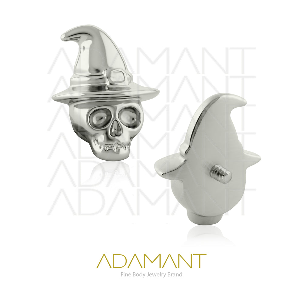 18g-16g, Internally Threaded, Accessory, Titanium, 0.9mm threading, Witch Skull.