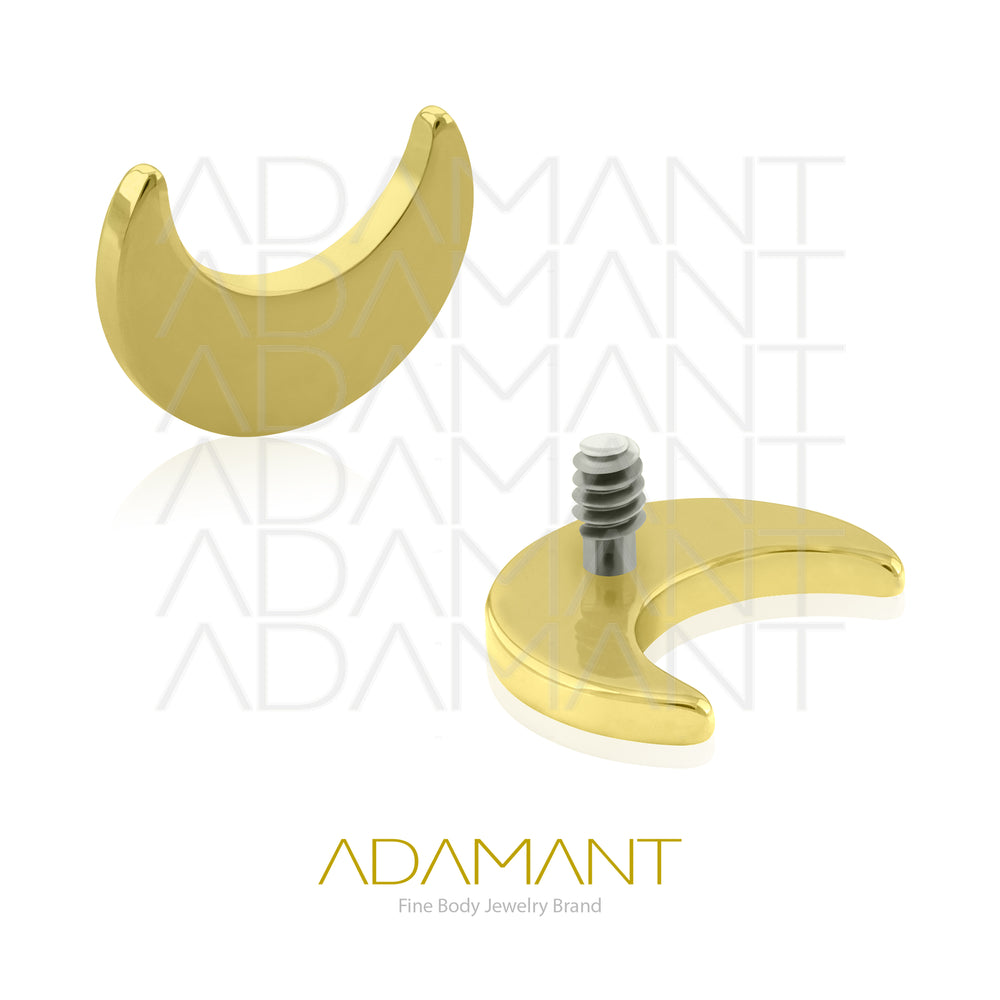 18g-16g, Internally Threaded, Accessory, Plated Gold Titanium, 0.9mm threading, Moon