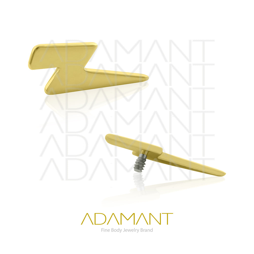 18g-16g, Internally Threaded, Accessory, Plated Gold Titanium, 0.9mm threading, Thunder