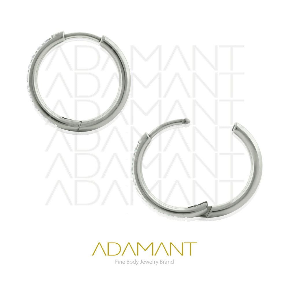 18g, Pair Titanium Hoop Earrings Side Facing Multijewelry, Prong set, Cubic Zirconia.