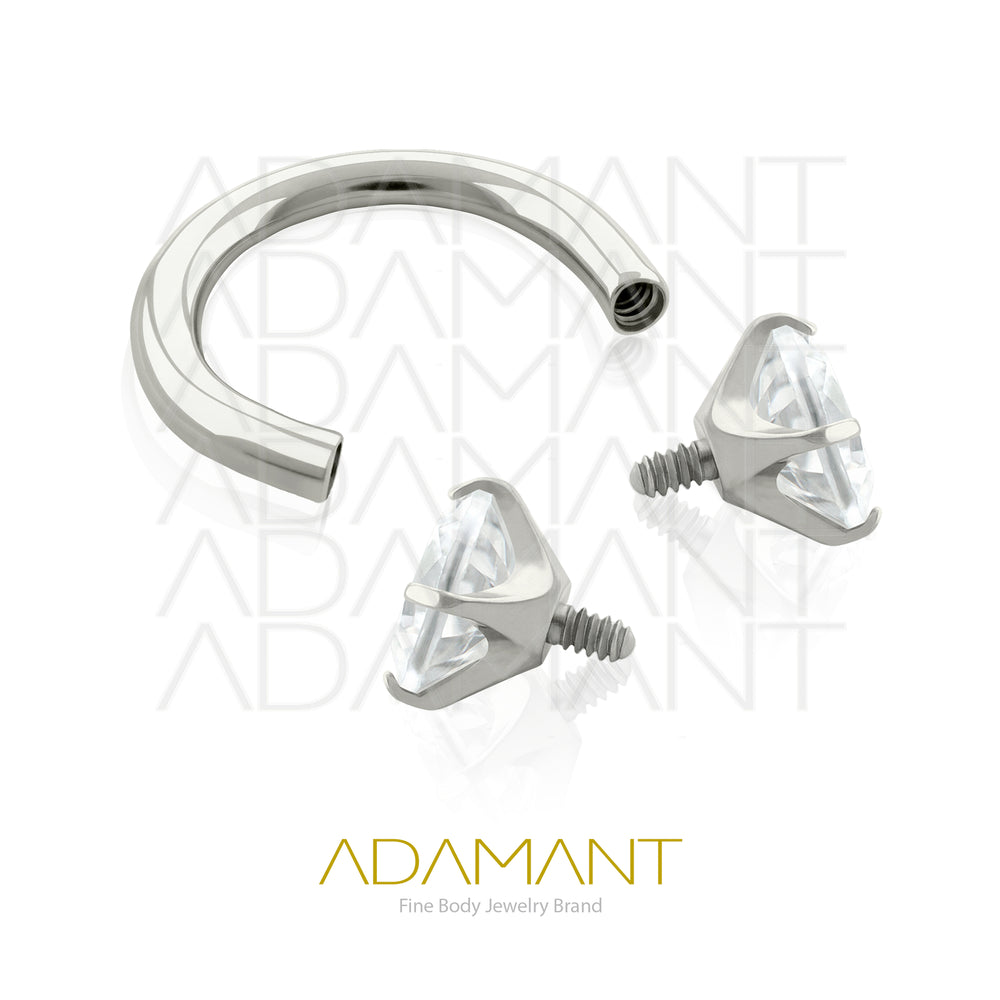 18g, Internally Threaded, Circular Barbell, Titanium, 0.9mm threading, Circular Barbell with Prong set 4, Cubic Zirconia.