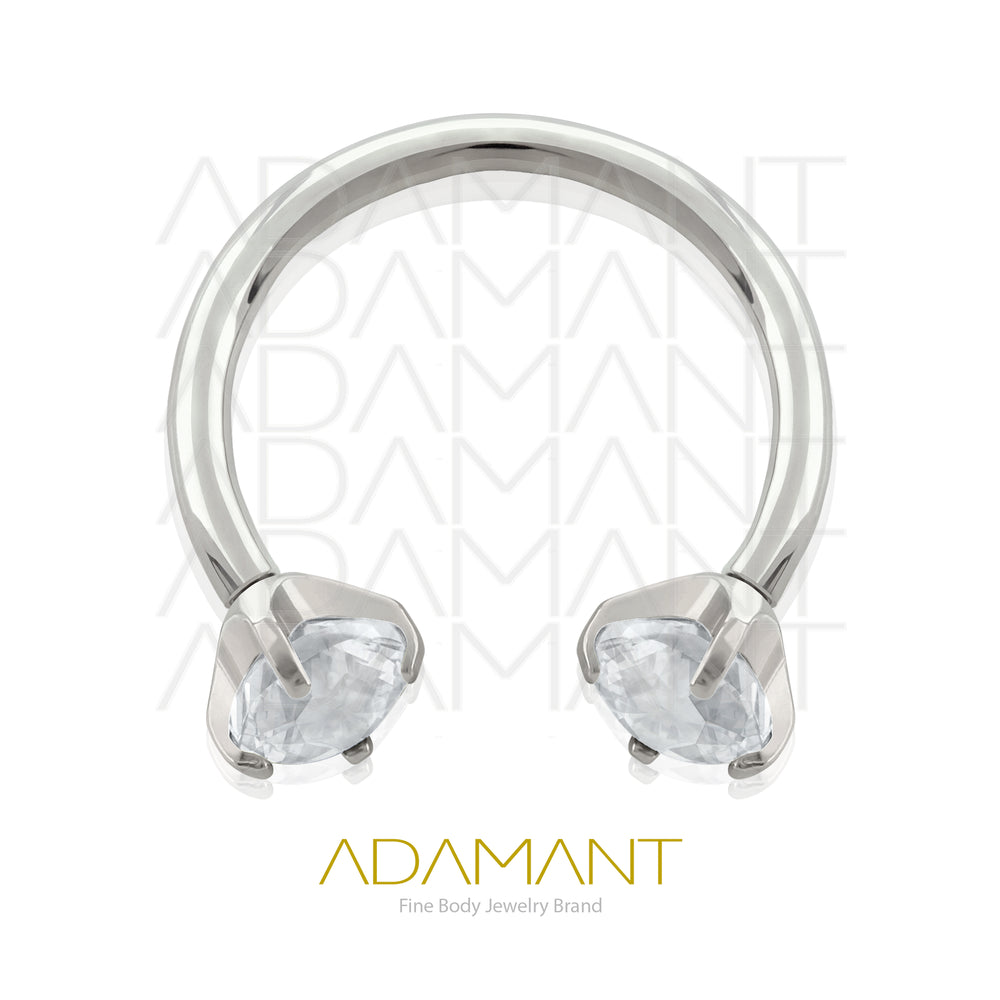 18g, Internally Threaded, Circular Barbell, Titanium, 0.9mm threading, Circular Barbell with Prong set 4, Cubic Zirconia.