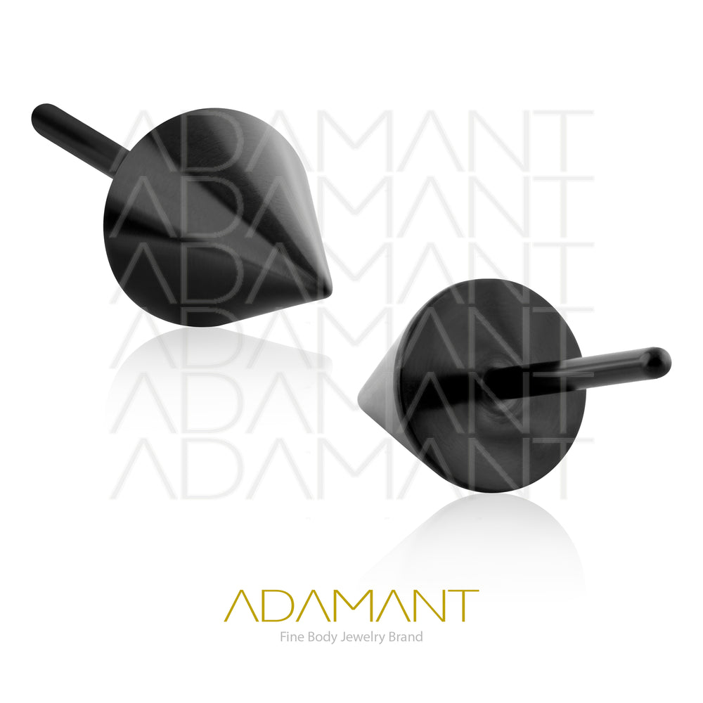 26g, Threadless End, PVD Black Titanium, 4mm Pin Size, Spike.