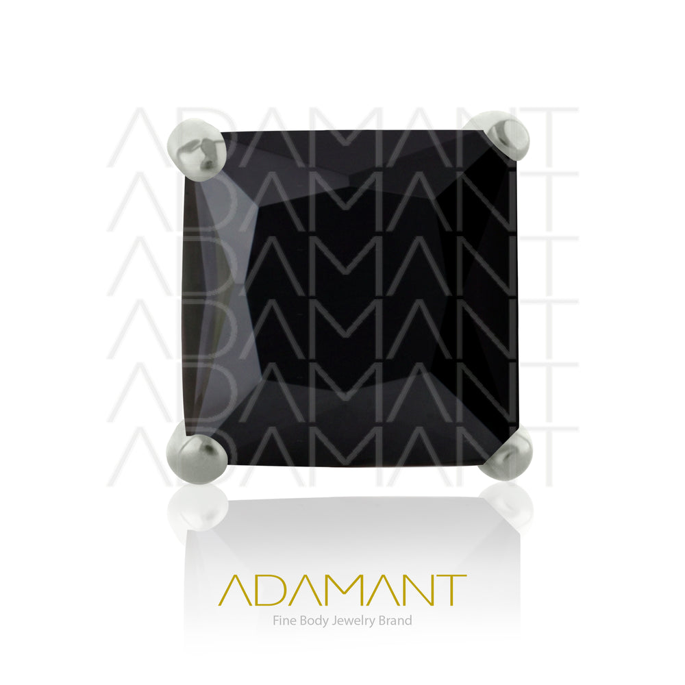 26g, Threadless End, Titanium, 4mm Pin Size, 4 Square, Prong set 4, Cubic Zirconia.