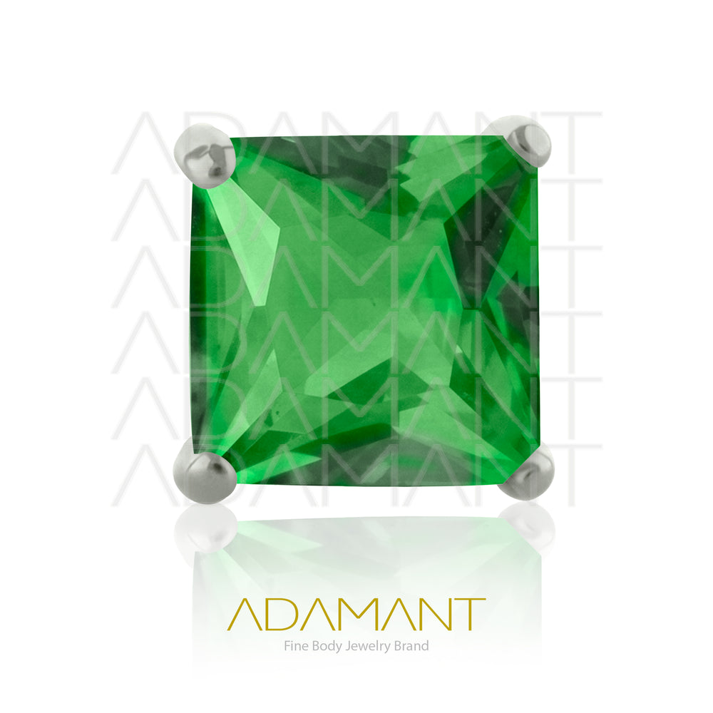 26g, Threadless End, Titanium, 4mm Pin Size, 4 Square, Prong set 4, Cubic Zirconia.