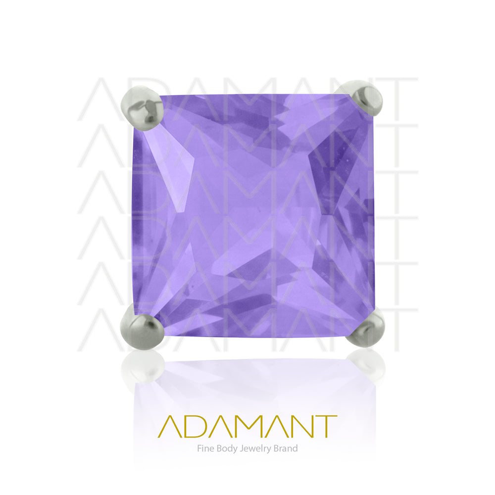 26g, Threadless End, Titanium, 4mm Pin Size, 4 Square, Prong set 4, Cubic Zirconia.