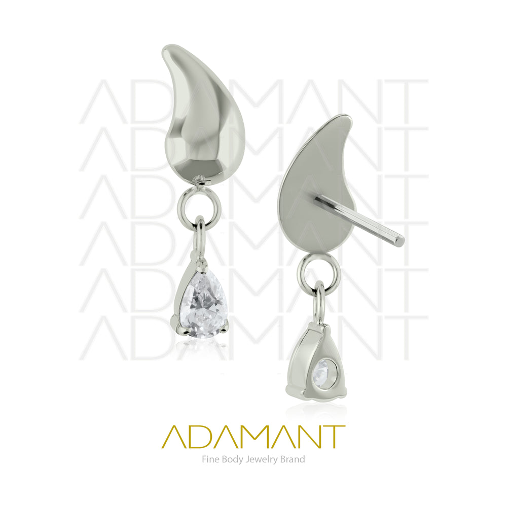 26g, Threadless End, Titanium, 4mm Pin Size, Crystal Drop, Prong set, Cubic Zirconia.