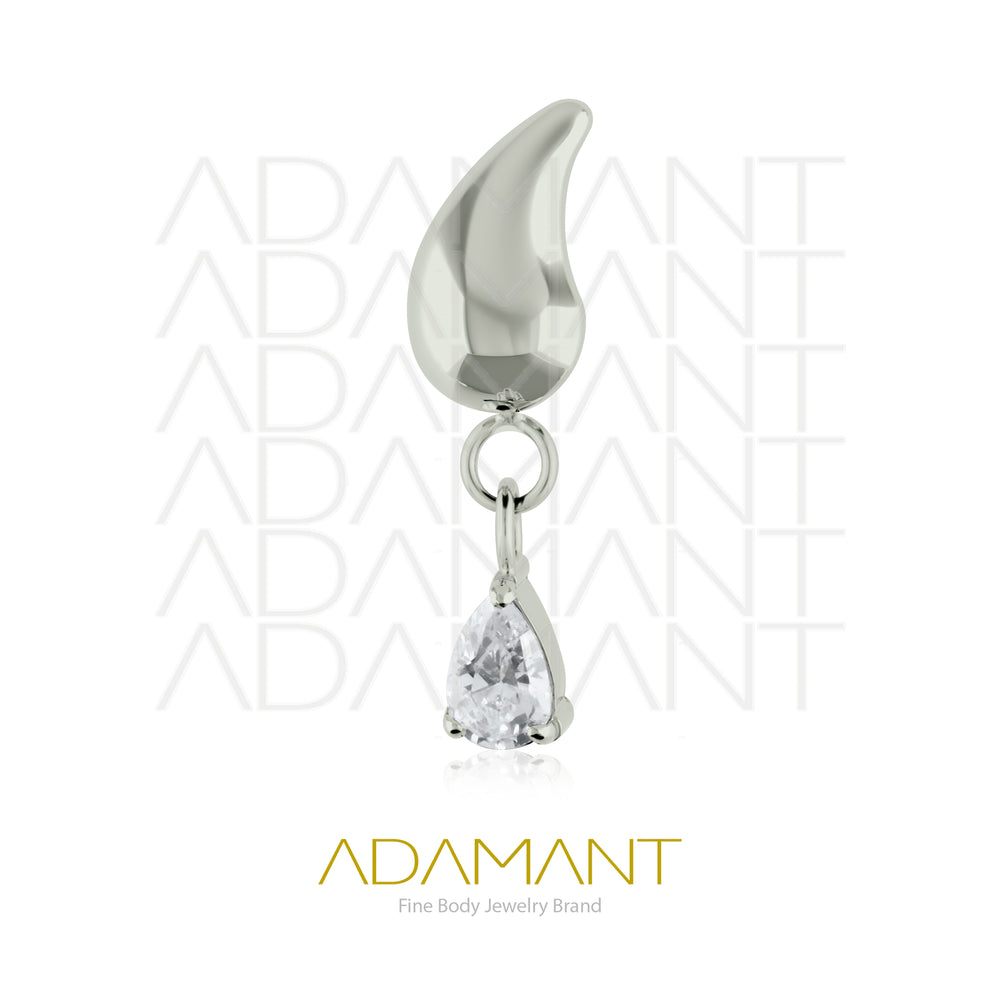 26g, Threadless End, Titanium, 4mm Pin Size, Crystal Drop, Prong set, Cubic Zirconia.