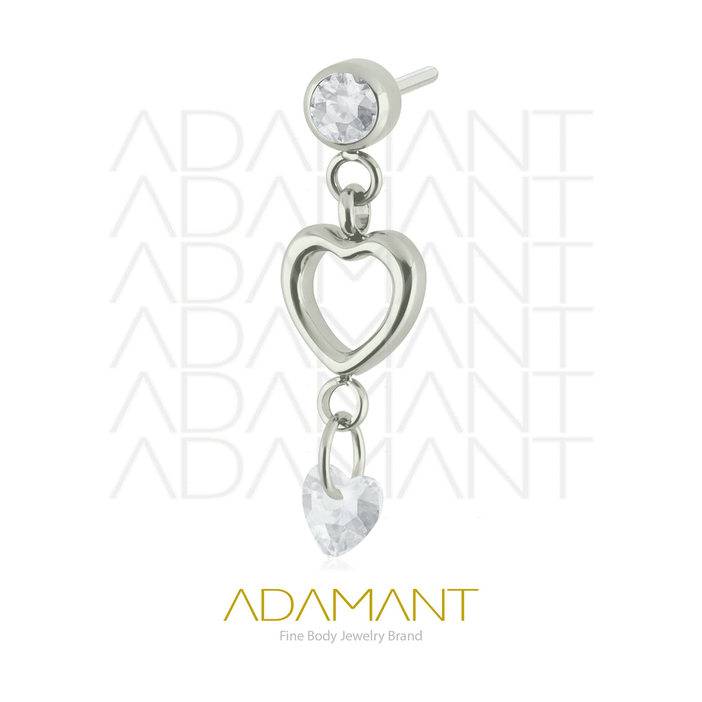 26g, Threadless End, Titanium, 4mm Pin Size, Heart Glow, Prong set, Cubic Zirconia.