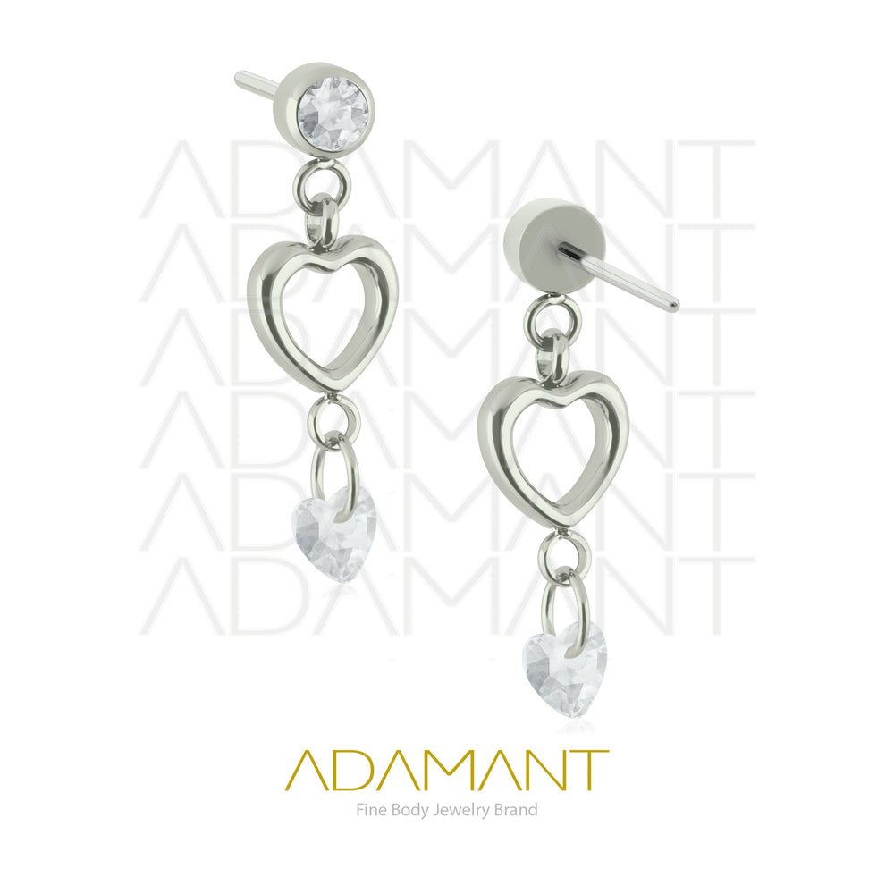 26g, Threadless End, Titanium, 4mm Pin Size, Heart Glow, Prong set, Cubic Zirconia.