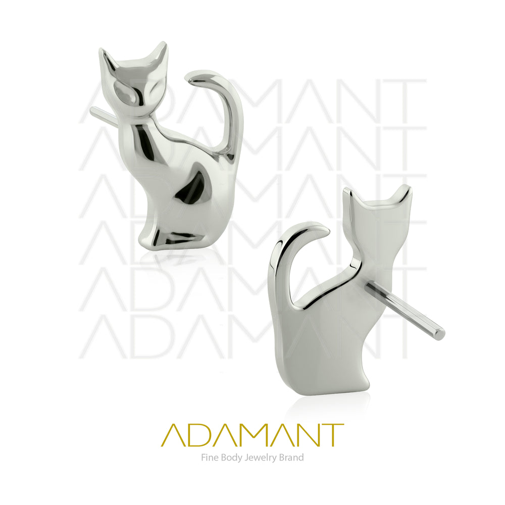 26g, Threadless End, Titanium, 4mm Pin Size, Mystic Cat.