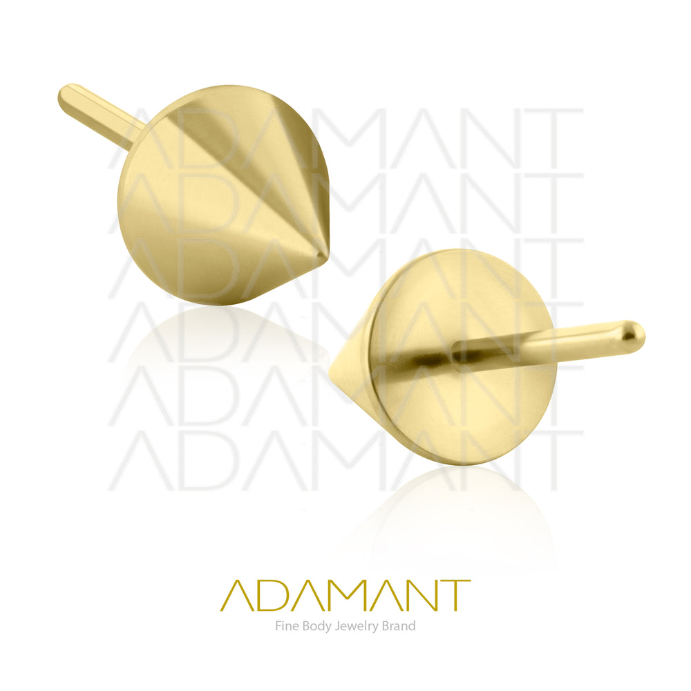 26g, Threadless End, Plated Gold Titanium, 4mm Pin Size, Spike.