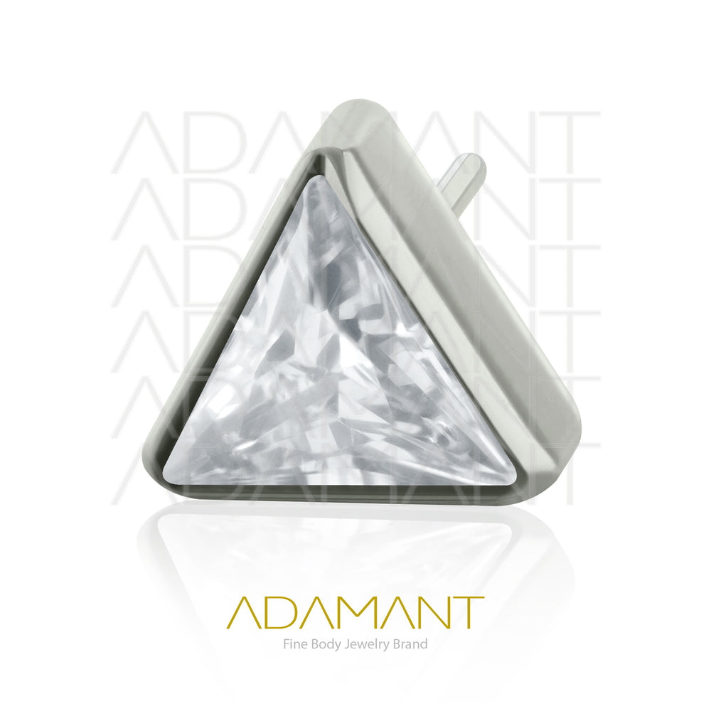 26g, Threadless End, Titanium, 4mm Pin Size,  Triangle, Prong set 3, Cubic Zirconia.