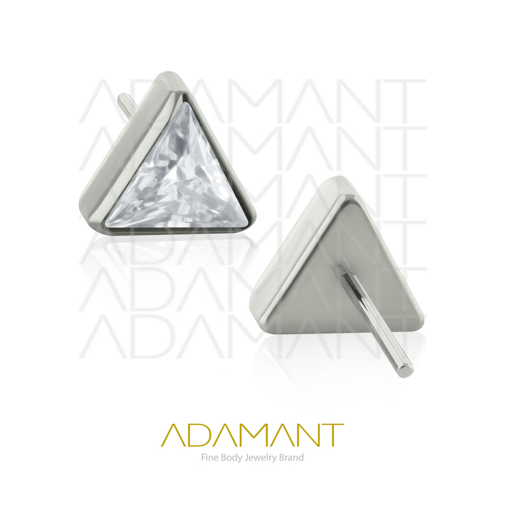 26g, Threadless End, Titanium, 4mm Pin Size,  Triangle, Prong set 3, Cubic Zirconia.