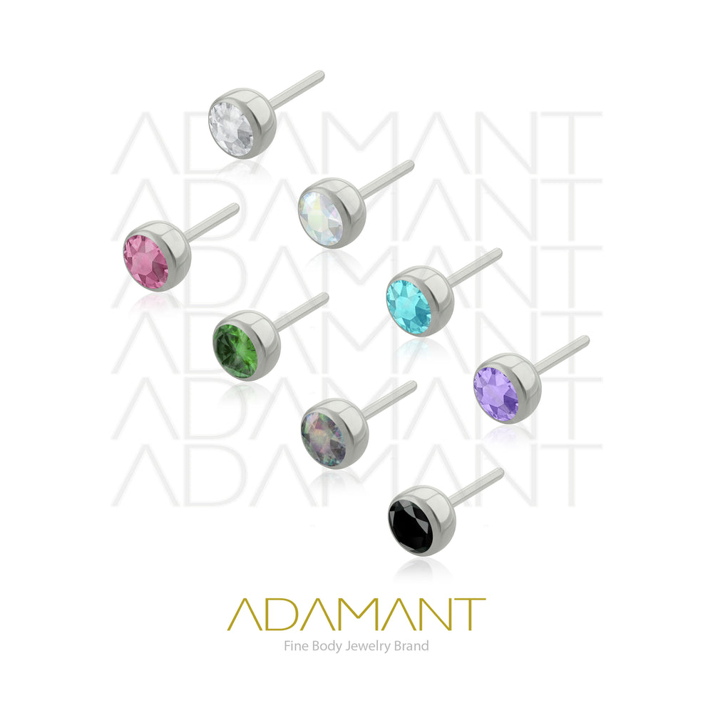 26g, Threadless End, Titanium, 4mm Pin Size, Bezel set, Cubic Zirconia.