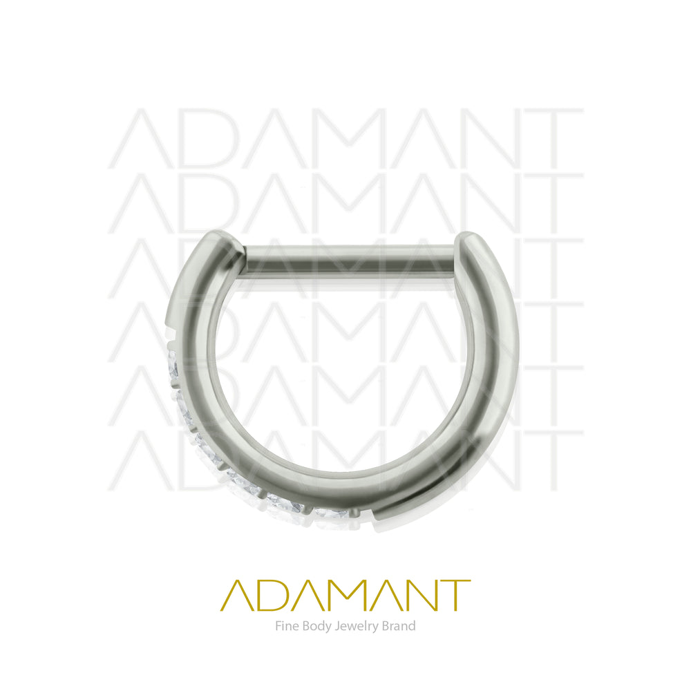 20g, Hinged Ring, Titanium, D shaped, Side Multijewelry, Prong set, Cubic Zirconia.