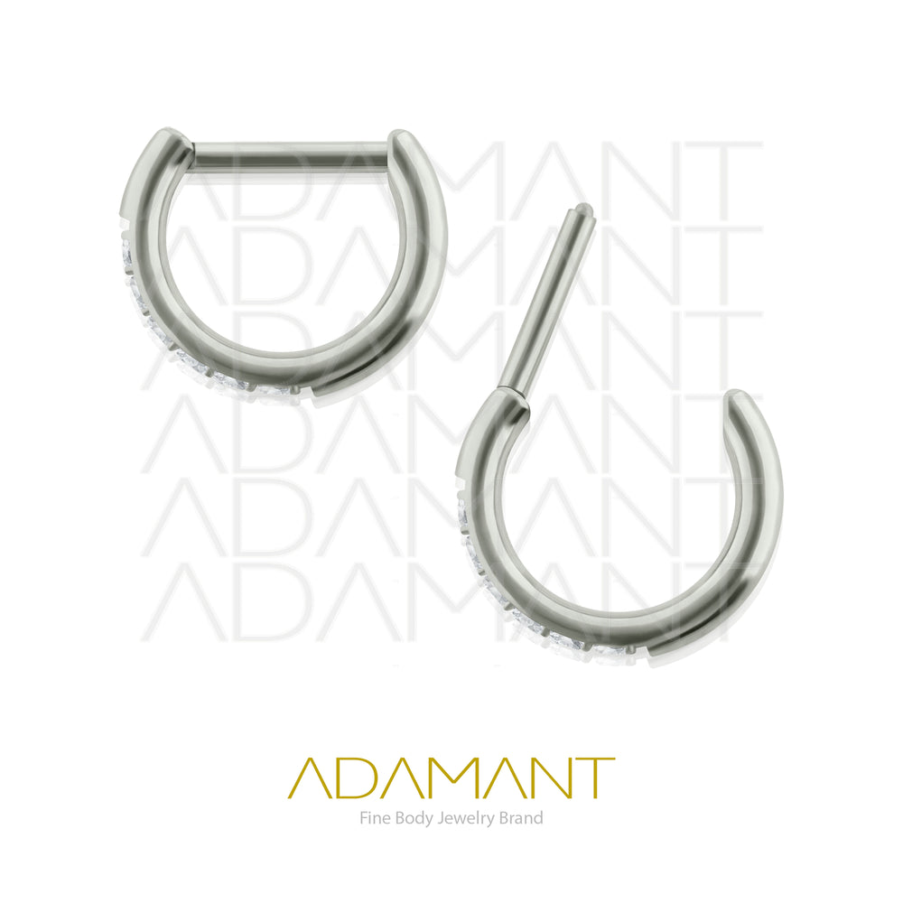 20g, Hinged Ring, Titanium, D shaped, Side Multijewelry, Prong set, Cubic Zirconia.